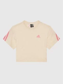 Ολοκαίνουργιο 👍 Adidas T-shirts T-Shirt Future Icons Sport 3-Stripes HN1083 Μπεζ Loose Fit 💯
